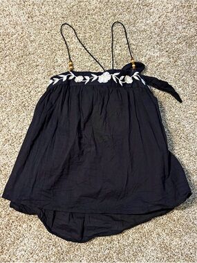 Love More Black Embroidered Spaghetti-Strap Cami